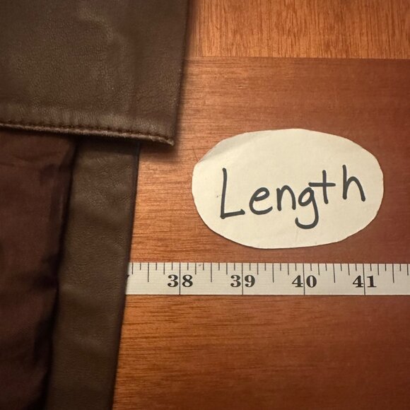 Vintage Leather & Fur Ranch Brown Leather Coat With Button Closures - Picture 7 of 7